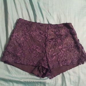 Charcoal colored lace shorts